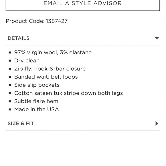 TWP Friday Night Black Wool Twill Tux Stripe Pant Size 12 - Picture 14 of 14